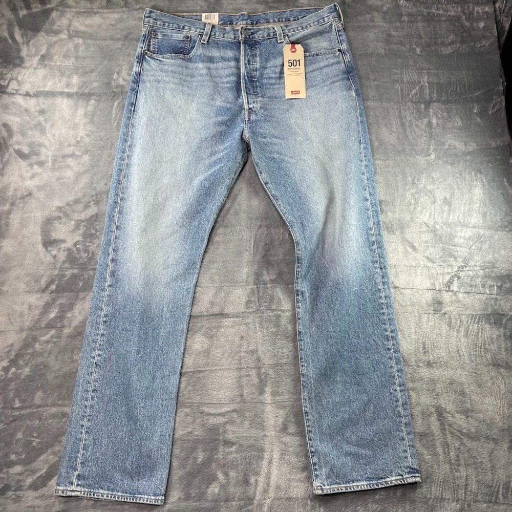 Levis 501 Jeans Mens 36x32 Blue Original Straight Button Fly Denim Medium Wash - Picture 3 of 5